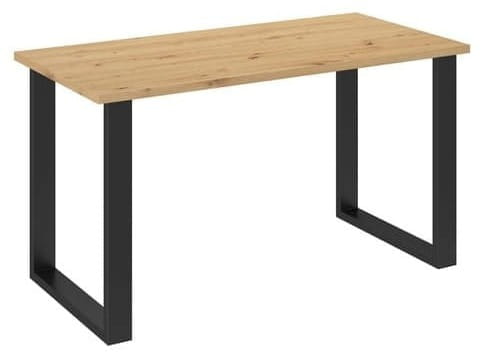 Stół loftowy 138x67 dąb artisan z czarnymi metalowymi nogami – nowoczesny stół do jadalni