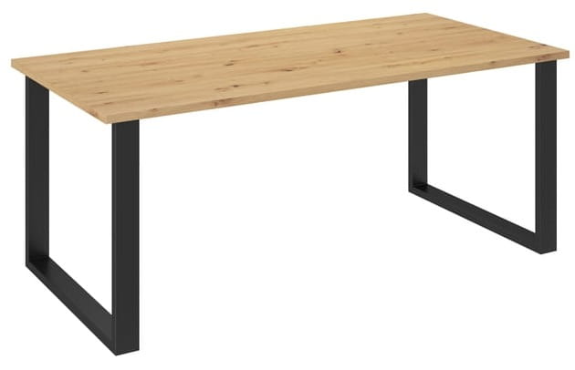 Duży Stół loftowy 185x90 dąb artisan z czarnymi metalowymi nogami – nowoczesny stół do jadalni