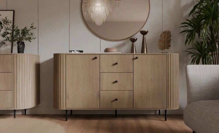 oval duża komoda do salonu dąb cremona