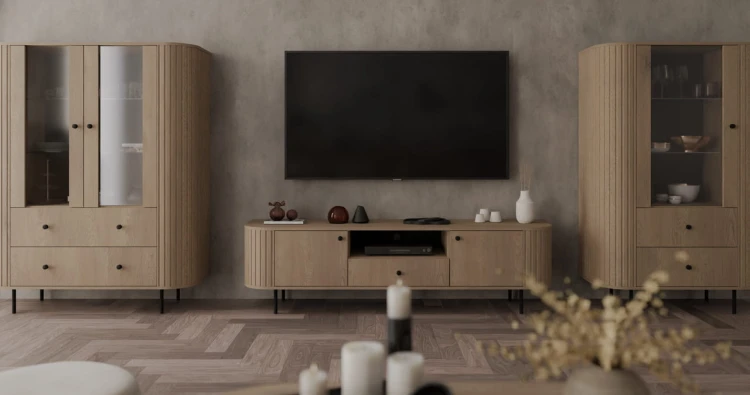 rtv oval dąb cremona pod telewizor do salonu